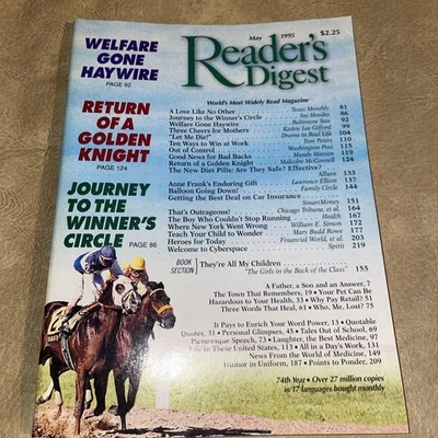 Readers Digest May 1995: Welfare Gone Haywire, Welcome to Cyberspace, Anne Frank - Image 1 of 2