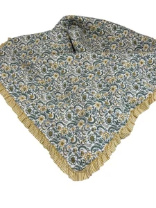 Rachel Ashwell Floral Quilt Green Yellow Reversible Ruffle Trim Cottage Queen - Picture 1 of 8