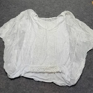 Terzo Millennio Made in Italy 100% Linen White Womens Shirt Floral Detail Size L - Picture 1 of 9