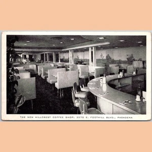 Postcard The New Hillcrest Coffee Shop Pasadena CA 1949 California Interior - Picture 1 of 4