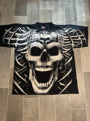 Camiseta Grunge Calavera Y2K AOP De Colección Talla L Foto 1 de 4