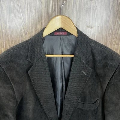 Adolfo Sport Coat Mens 46R Brown Smooth 100% Corduroy Cotton Two Buttons - Image 1 of 4