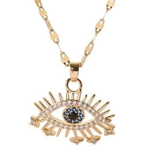 Gold Evil Eye Pendant Necklace - Picture 1 of 4