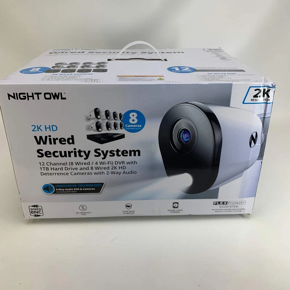New Night Owl 2-Way Audio 12 Channel DVR Security System 8 cameras WM-FTD281-8L - Image 1 of 4