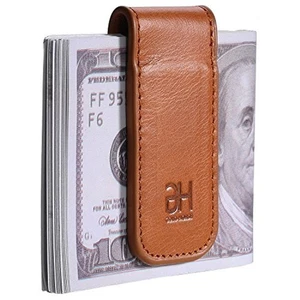Slim Magnetic Money Clip Leather Minimalist Business for Men, Brown - Bild 1 von 7