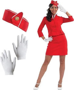 Fun Shack Rojo Aire Azafata/Azafata Conjunto | Disfraz Adulto-Talla S  - Imagen 1 de 2