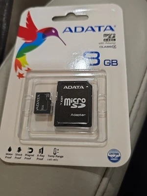ADATA Micro 8GB SDHC Card with SD adapter AUSDH8GCL4-RA1 memory card camera Sony - Image 1 of 2