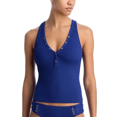 Camiseta de natación Robin Piccone X2707 para mujer acanalada frente a presión Amy Tankini, arándano, L Foto 1 de 4