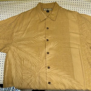 Tommy Bahama gelbes kurzärmliges Seidenhemd Größe M - Bild 1 von 9