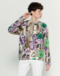 VERSACE MENS SWEATSHIRT PRINTED PULLOVER SWEATER TOP CREW NECK $750 sz XL - Picture 1 of 8