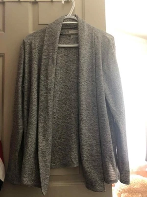 Cardigã feminino VAN HEUSEN tamanho XL cinza manchado manga longa jaqueta - Imagem 1 de 4