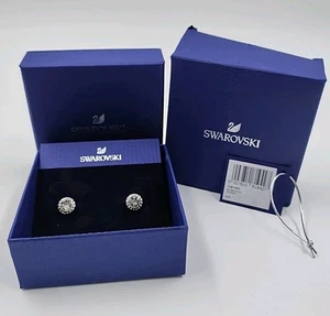 Swarovski Angelic Stud Earrings White Round Cut Rhodium Plated (#E2-B5) - Picture 1 of 7
