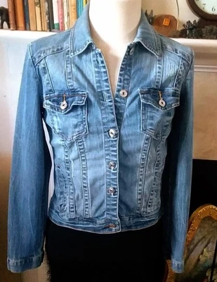 Chaqueta de mezclilla azul para mujer INC International Concepts talla S con bolsillos Foto 1 de 4