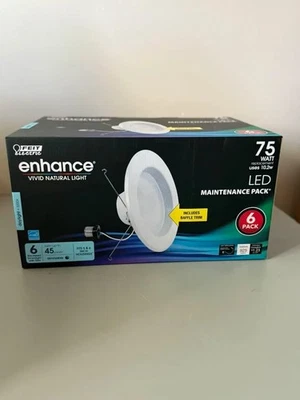 6PK Feit Enhanced 75w Equiv. 5000k Daylight 5/6” LED Recessed Baffle B63 - Image 1 of 3