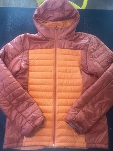 quechua Decathlon Down Puffer Hoodie Jacke Orange Burnt Orange Herren Gr. XL - Bild 1 von 9