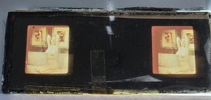 Vintage 1950s? Nude 3D Stereo Photo Slide Pinup Woman Couch Mod Paintings #10 - Picture 1 of 5