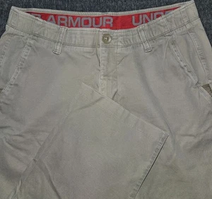 Under Armour Pants Men 36x32 (ACTUAL 34x29) Khaki Straight Chino Golf 1261609 - Picture 1 of 9