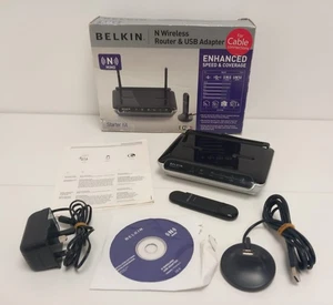 Módem router inalámbrico Belkin modelo F5D8633-4 N y adaptador USB  - Imagen 1 de 19