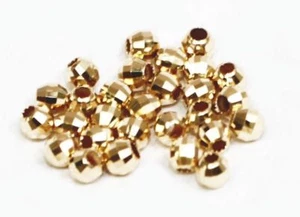 5 pcs 14k solid yellow gold 2-3 mm round MIRROR facet  beads / loose - Picture 1 of 1