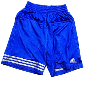 Adidas Youth Basketball Shorts Size S-26" W Blue Mesh Exterior Gray Mesh Lining - Picture 1 of 14