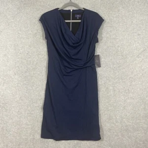 NYDJ Womens Sheath Dress Size 6 Navy Blue Career Minimalist Slimming Old Money - Picture 1 of 9