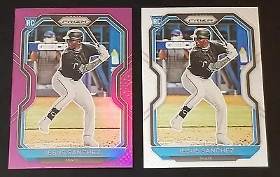 2021 Panini Prizm Jesus Sanchez Purple Prizm Rookie Card+Base Miami Marlins  - Image 1 of 2