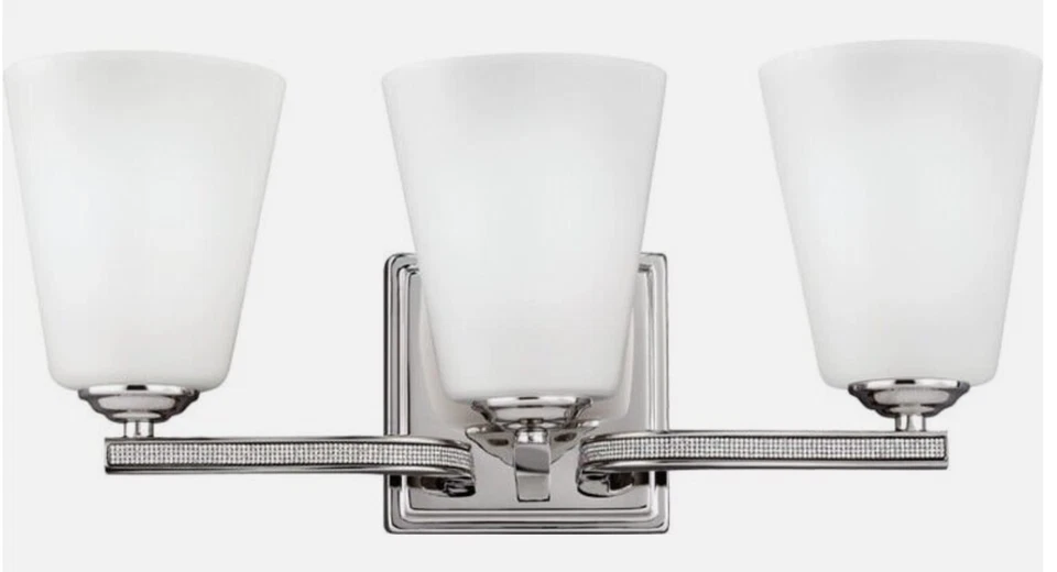 Luz de tocador nueva de Feiss con incrustaciones de cristal de 3 luces en níquel pulido envío gratuito Foto 1 de 1