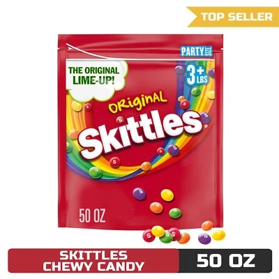 Оригинальные жевательные конфеты SKITTLES, размер для вечеринки, сумка 50 унций, различные фруктовые вкусы - Изображение 1 из 4