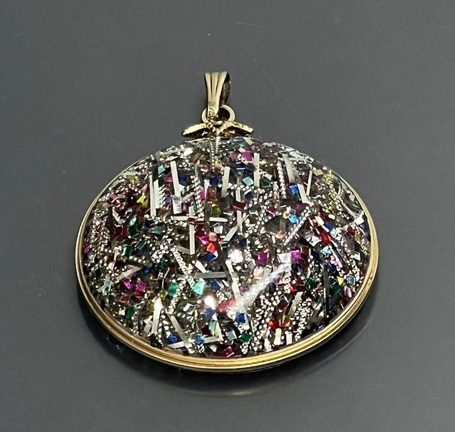 "Colgante para mujer 1/20 oro amarillo 12K relleno metal colorido confeti resina 1,5""" Foto 1 de 4