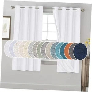 Primitive Textured Linen 100% Blackout Curtains for 52"W x 63"L Pure White - Picture 1 of 7