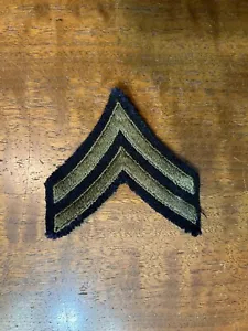 Corporal Rank Chevron Patch, US Army, Green on Blue Wool - Picture 1 of 2