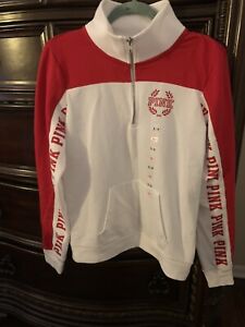 Victoria's Secret PINK Small Red & White Hoodie Sweatshirt New with Tag 