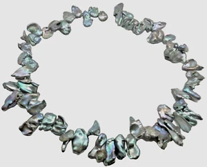 Keshi Perlen, Barock, Strang 40 cm, ca. 60 Stück tahiti grau, glänzend (7/8) - Bild 1 von 5
