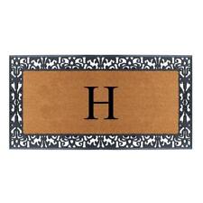 A1 Home Collections Door Mat 30"H x 60"H Floral Border Rubber and Coir Black