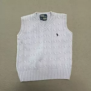 Boy’s Blue Cable Knit V-Neck 100% Cotton Sweater Vest Polo Ralph Lauren size 5 - Picture 1 of 6