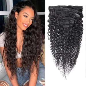 Brazilian Curly Clip In Hair Extensions Deep Wave Human Hair Extensions Clips In - Picture 1 of 10
