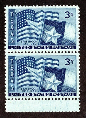 US 938 @ (1945) 3c MNH XF EFO: Guttersnipe (Texas Statehood) - Image 1 of 2