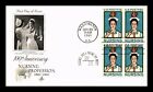DR JIM STAMPS US COVER NURSING PROFESSION 100TH ANNIVERSARY FDC BLOCK OF 4