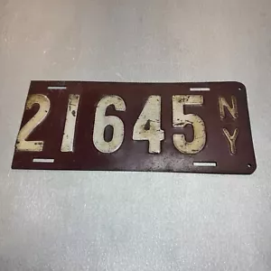 1911 Original New York License Plate # 21645 Tag - Picture 1 of 3