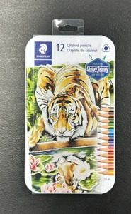 Staedtler 12 Colored Pencils Design Journey Art Tiger Tin 3.0 mm Lead New (B124) - Picture 1 of 4