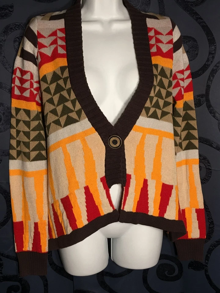 Suéter Sparrow Anthropologie Cárdigan Azteca Botón Único Mezcla de Lino Talla S (R15 Foto 1 de 1