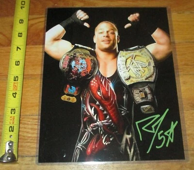 RVD Rob Van Dam Wrestling Autographed 8x10 Photo Signed COA TNA ECW WCW Belts - Image 1 of 2