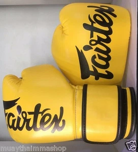 GENUINE FAIRTEX BRAND NEW MICRO FIBER BOXING GLOVES YELLOW COLOR - Picture 1 of 1