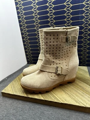 Gorpcore-Mujer SOREL Joan Of Artic Tachonado Gamuza Botas de Cuña Talla 9 Excelente Foto 1 de 4