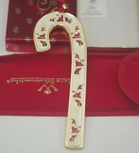 WALLACE SILVERSMITHS 1995 CHRISTMAS SANTA CLAUS CANDY CANE ORNAMENT ENAMEL MIB  - Picture 1 of 4