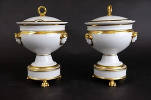France Empire 19th Century gilt white Tureens compotieres maskerons o claw feet  - Picture 1 of 10