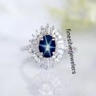 6x8mm Blue Star Sapphire Ring for Women in 925 Sterling Silver Lindy Star Ring