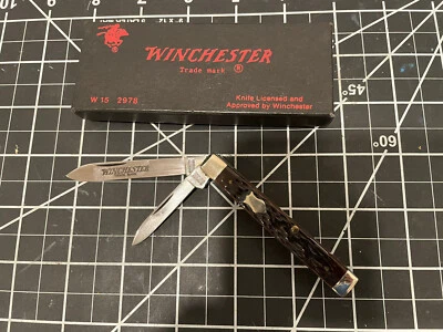 Cuchillo de médico Winchester 1983 W15 2978 Rogers hueso engarzado con caja Foto 1 de 4