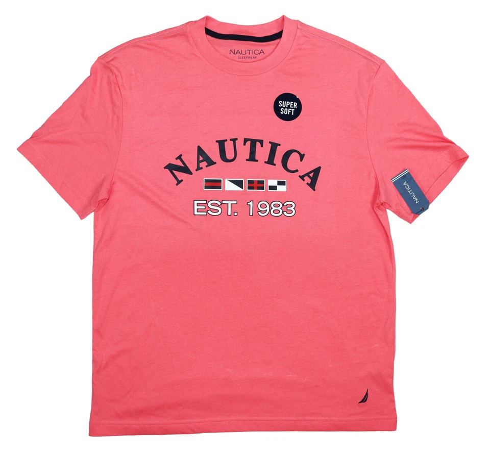 Camiseta masculina gola redonda manga curta ajuste descontraído estampa gráfica logotipo náutica nova com etiquetas - Imagem 1 de 1