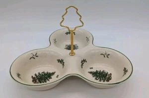 Spode Christmas Tree 3 Section Server with Tree Handle 11 Inch - Picture 1 of 10